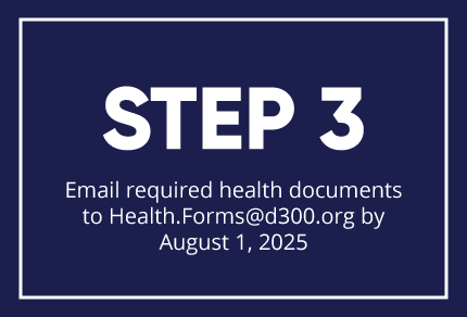 Email required health documents to health.forms@d300.org by Aug. 1, 2024